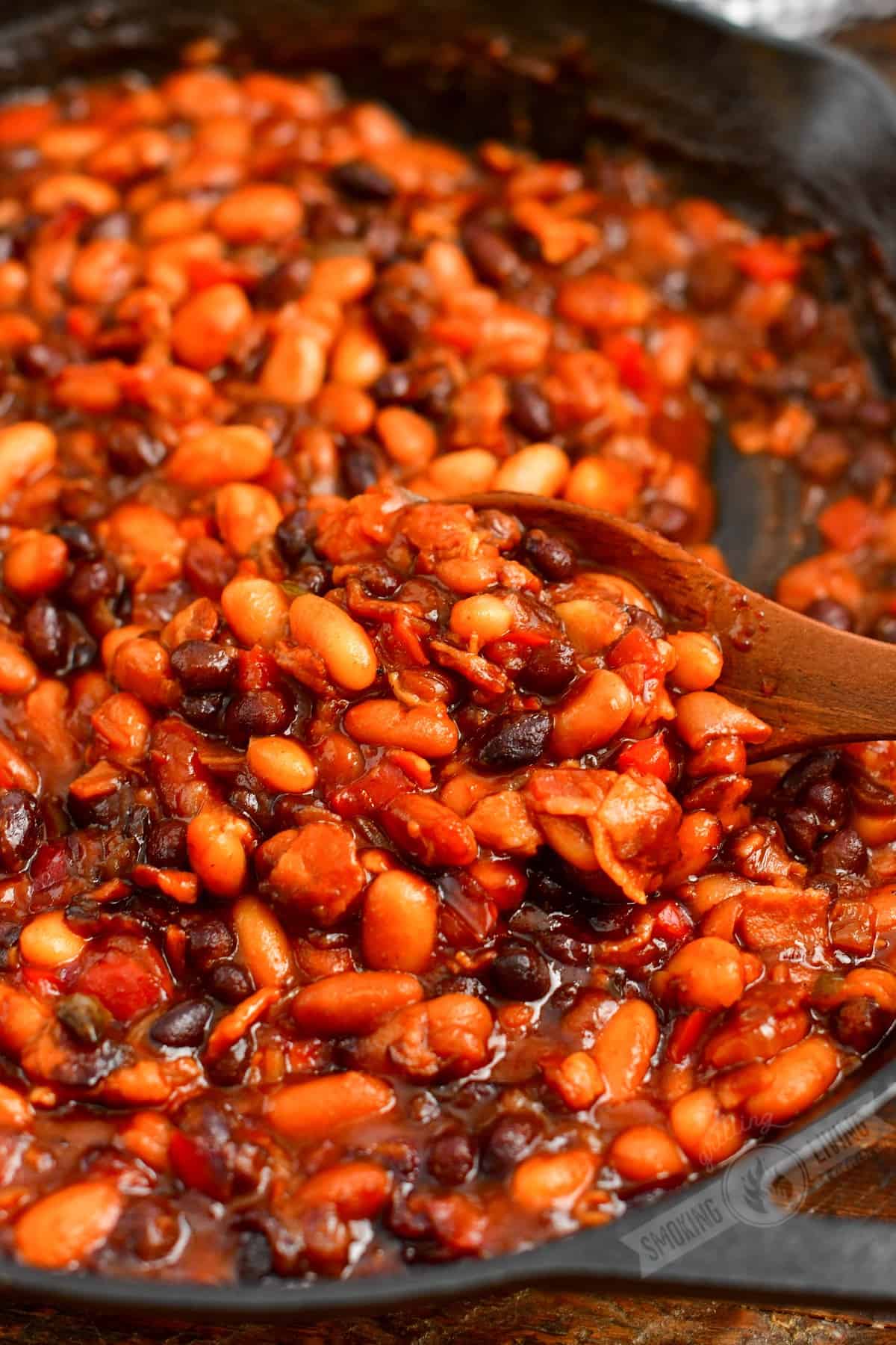 Slow cooked barbecue baked beans